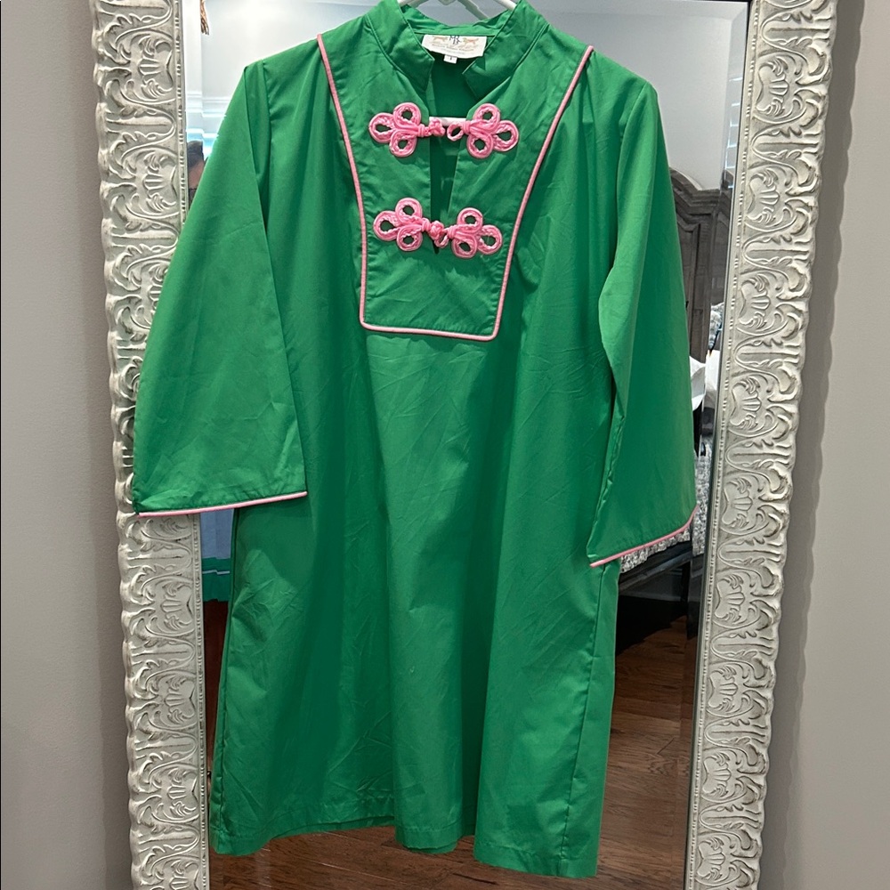 House of MBR Green Dress with Pink Accents